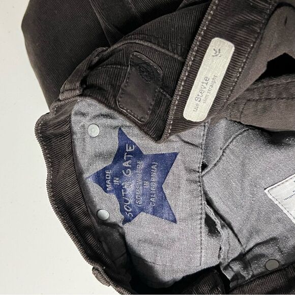 Ag Adriano Goldschmied The Stevie Slim Straight Corduroy Pants in Brown - Picture 6 of 12